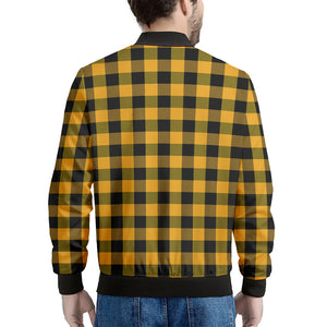 Fire Yellow Buffalo Check Pattern Print Men's Bomber Jacket