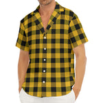 Fire Yellow Buffalo Check Pattern Print Men's Deep V-Neck Shirt
