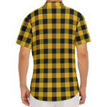 Fire Yellow Buffalo Check Pattern Print Men's Deep V-Neck Shirt