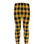 Fire Yellow Buffalo Check Pattern Print Men's leggings