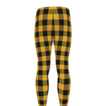 Fire Yellow Buffalo Check Pattern Print Men's leggings