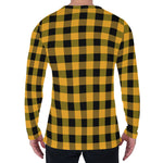 Fire Yellow Buffalo Check Pattern Print Men's Long Sleeve T-Shirt