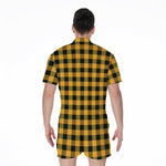 Fire Yellow Buffalo Check Pattern Print Men's Rompers