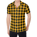 Fire Yellow Buffalo Check Pattern Print Men's Shirt