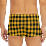 Fire Yellow Buffalo Check Pattern Print Men's Short Boxer Briefs