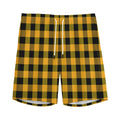 Fire Yellow Buffalo Check Pattern Print Men's Athletic Shorts