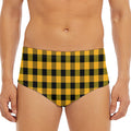 Fire Yellow Buffalo Check Pattern Print Men's Triangle Swim Briefs