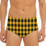 Fire Yellow Buffalo Check Pattern Print Men's Triangle Swim Briefs
