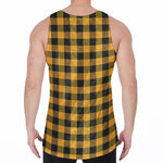 Fire Yellow Buffalo Check Pattern Print Men's Velvet Tank Top