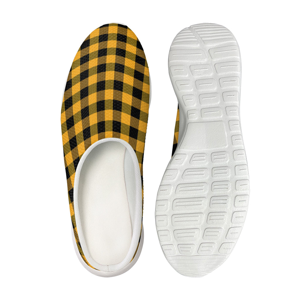 Fire Yellow Buffalo Check Pattern Print Mesh Casual Shoes