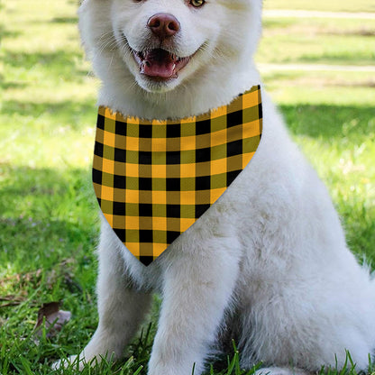 Fire Yellow Buffalo Check Pattern Print Over The Collar Dog Bandana
