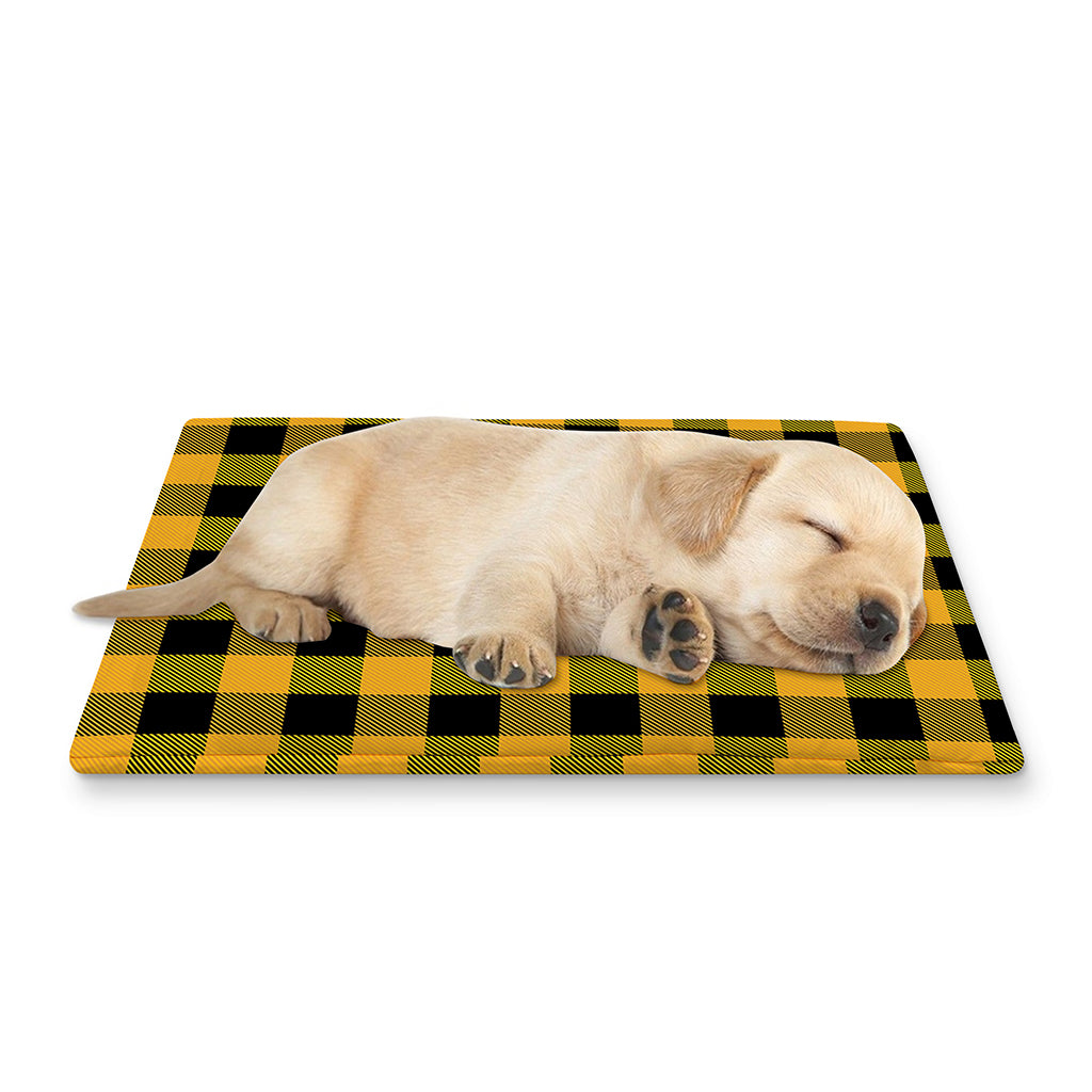 Fire Yellow Buffalo Check Pattern Print Pet Cooling Mat Cover