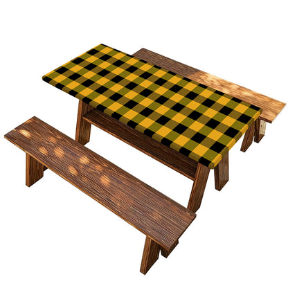 Fire Yellow Buffalo Check Pattern Print Picnic Table Cover