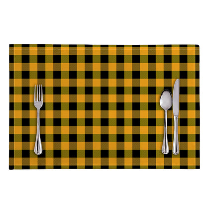 Fire Yellow Buffalo Check Pattern Print Placemat