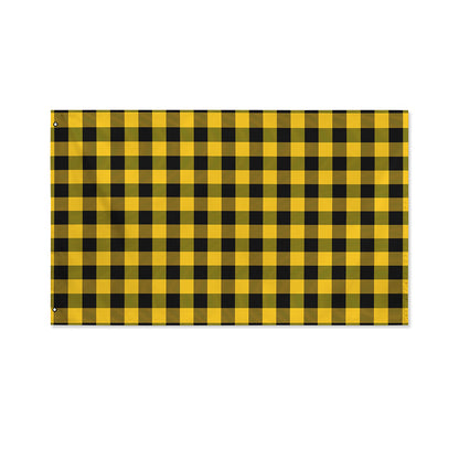 Fire Yellow Buffalo Check Pattern Print Polyester Flag