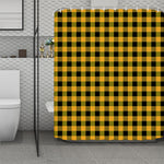 Fire Yellow Buffalo Check Pattern Print Polyester Shower Curtain