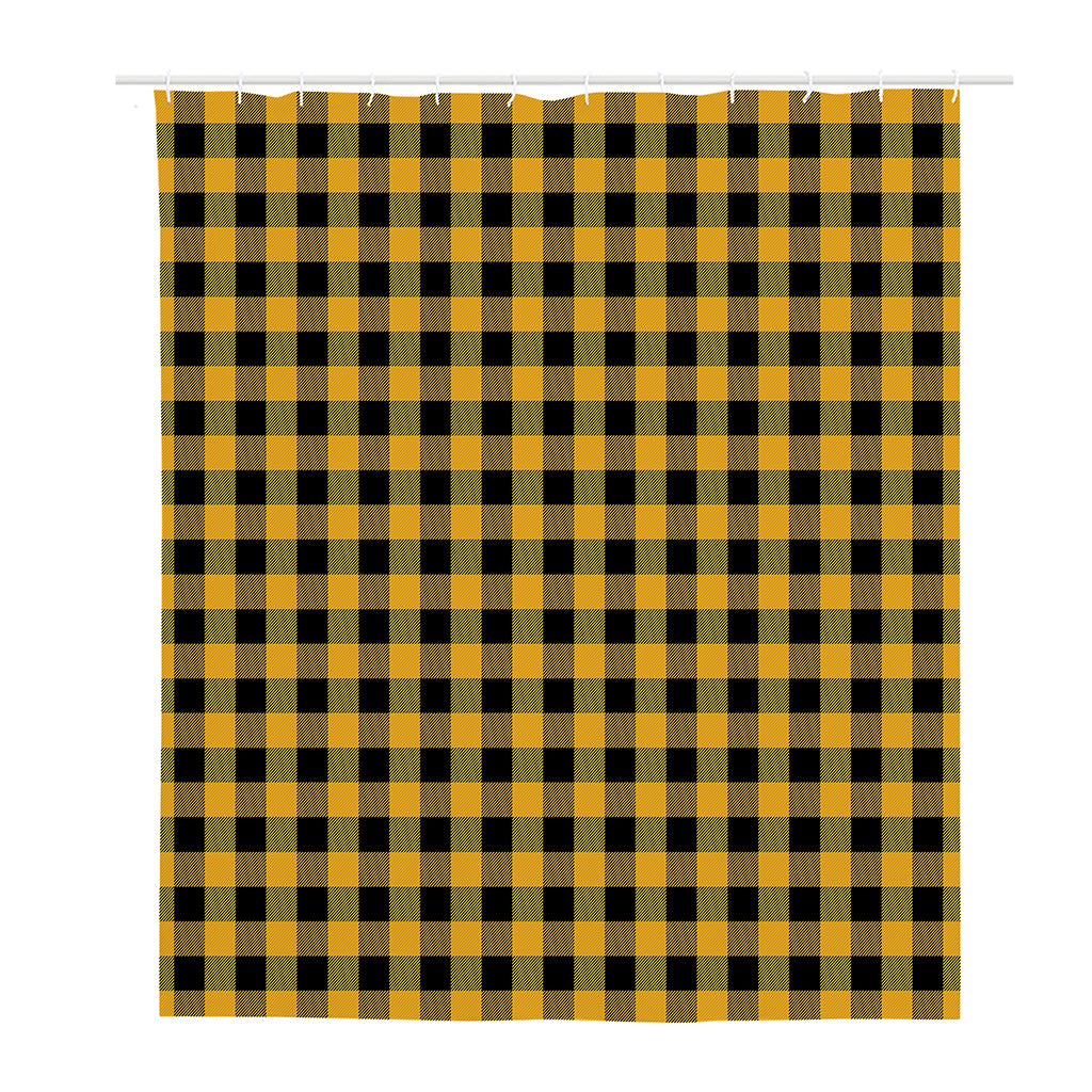 Fire Yellow Buffalo Check Pattern Print Polyester Shower Curtain