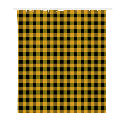 Fire Yellow Buffalo Check Pattern Print Polyester Shower Curtain