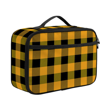 Fire Yellow Buffalo Check Pattern Print Portable Lunch Bag
