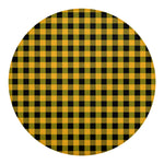 Fire Yellow Buffalo Check Pattern Print Round Blanket