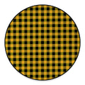 Fire Yellow Buffalo Check Pattern Print Round Floor Mat