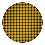 Fire Yellow Buffalo Check Pattern Print Round Floor Mat