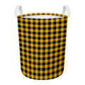 Fire Yellow Buffalo Check Pattern Print Round Laundry Basket