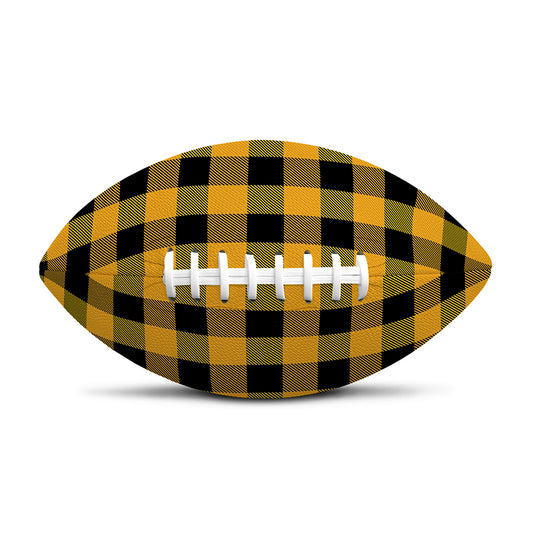 Fire Yellow Buffalo Check Pattern Print Rugby Ball