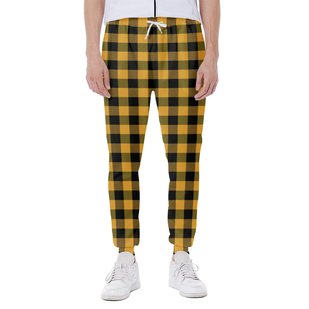 Fire Yellow Buffalo Check Pattern Print Scuba Joggers