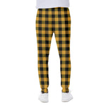 Fire Yellow Buffalo Check Pattern Print Scuba Joggers