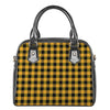 Fire Yellow Buffalo Check Pattern Print Shoulder Handbag