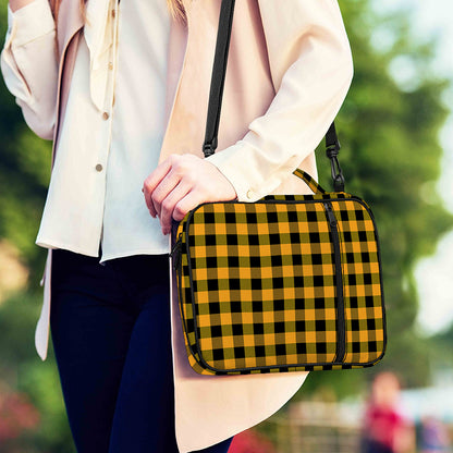 Fire Yellow Buffalo Check Pattern Print Shoulder Strap Bible Bag
