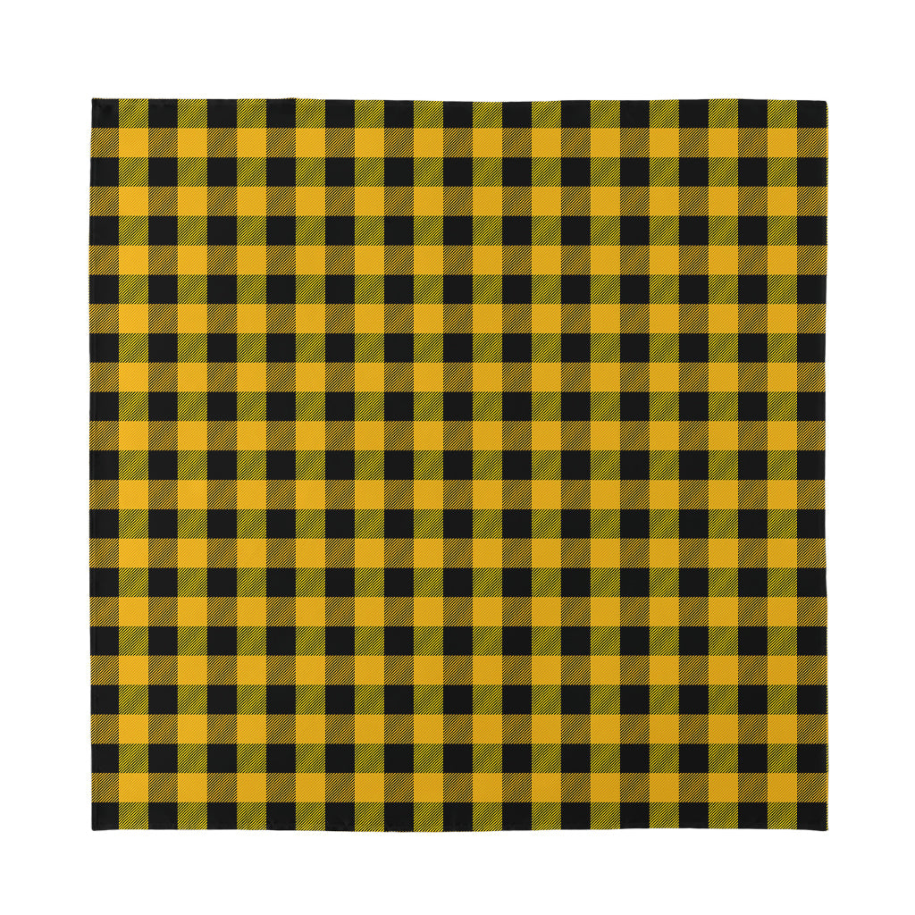 Fire Yellow Buffalo Check Pattern Print Silk Bandana