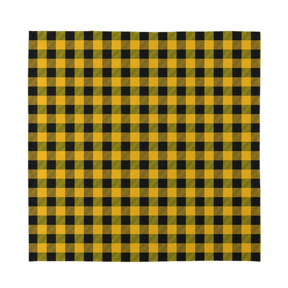 Fire Yellow Buffalo Check Pattern Print Silk Bandana