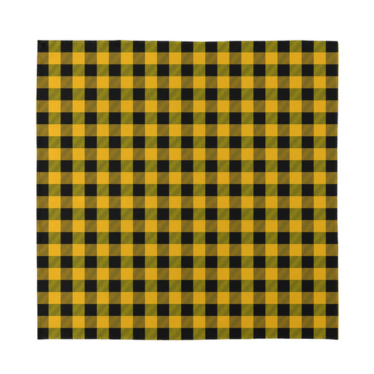 Fire Yellow Buffalo Check Pattern Print Silk Bandana