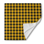 Fire Yellow Buffalo Check Pattern Print Silk Bandana