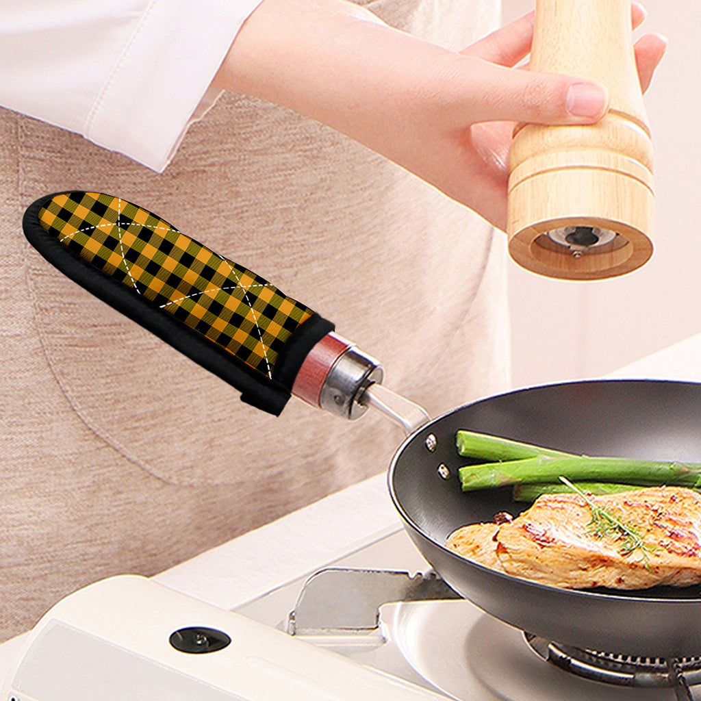 Fire Yellow Buffalo Check Pattern Print Skillet Handle Cover