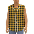 Fire Yellow Buffalo Check Pattern Print Sleeveless Baseball Jersey