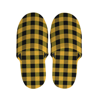 Fire Yellow Buffalo Check Pattern Print Slippers