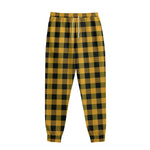 Fire Yellow Buffalo Check Pattern Print Sweatpants