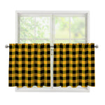Fire Yellow Buffalo Check Pattern Print Tier Curtains