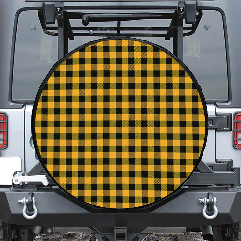 Fire Yellow Buffalo Check Pattern Print Tire Cover