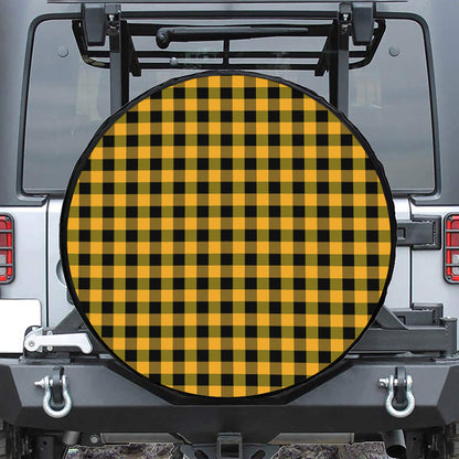Fire Yellow Buffalo Check Pattern Print Tire Cover