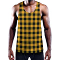 Fire Yellow Buffalo Check Pattern Print Men's Workout Tank Top