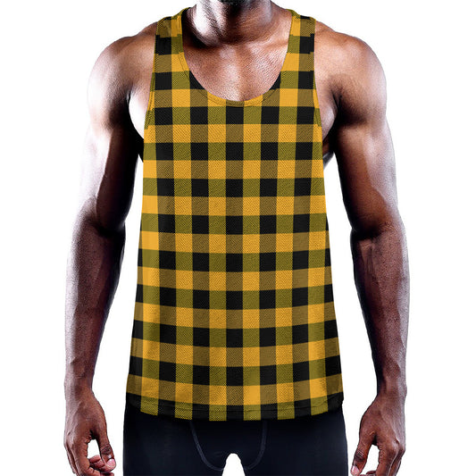 Fire Yellow Buffalo Check Pattern Print Training Tank Top