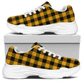 Fire Yellow Buffalo Check Pattern Print White Chunky Shoes