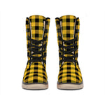 Fire Yellow Buffalo Check Pattern Print Winter Boots