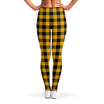 Fire Yellow Buffalo Check Pattern Print Women's Leggings