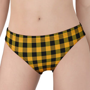 Fire Yellow Buffalo Check Pattern Print Women's Panties