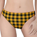 Fire Yellow Buffalo Check Pattern Print Women's Thong